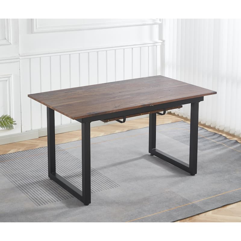 GDFStudio - Crestfield Modern Contemporary Space Saving 70.86" Metal Frame Extendable Dining Table with Telescoping Top