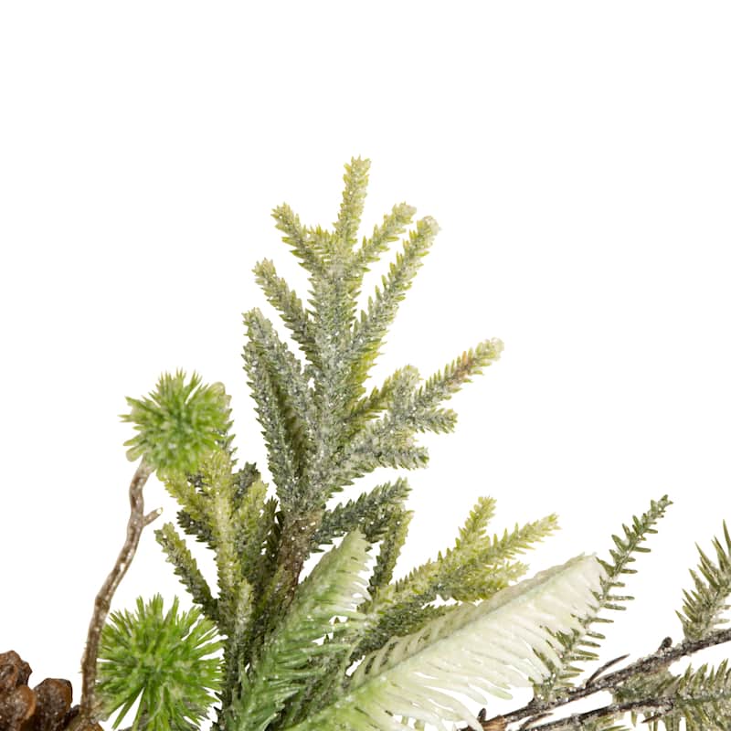 5'x8" Artificial Christmas Garl with Frosted Foliage Pine Cones, Unlit