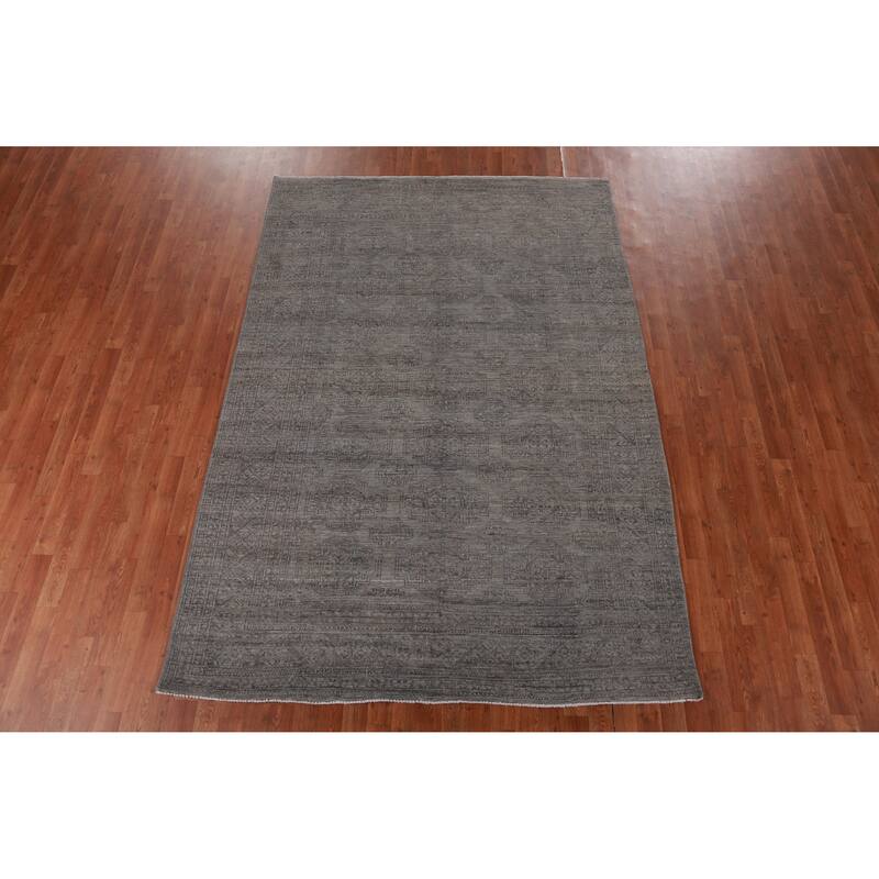 Hand Knotted Oriental 100% Wool Carpet Transitional All-Over Greys & Charcoal Oushak Area Rug - 8' 10'' X 6' 1''