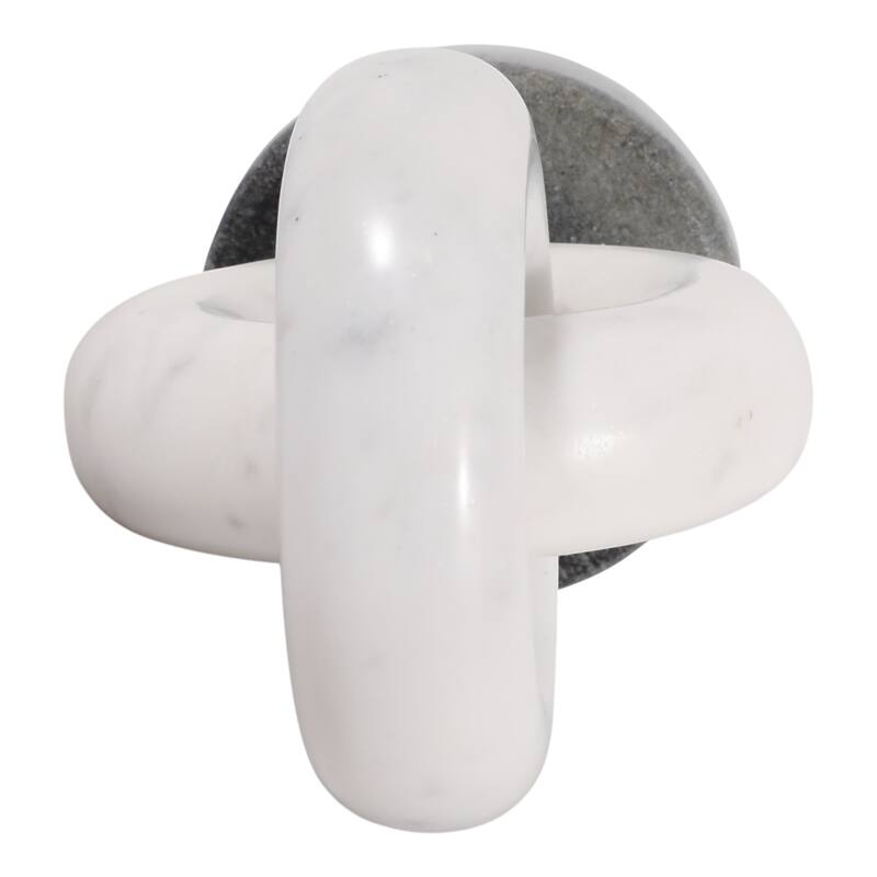 Modern Marble Link Figurine - Decorative Statue - 9", White & Gray - 8.75"