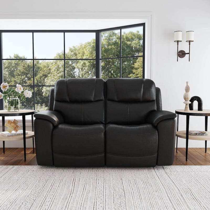 Crew Top Grain Leather Power Reclining Loveseat with Power Headrests & Lumbar