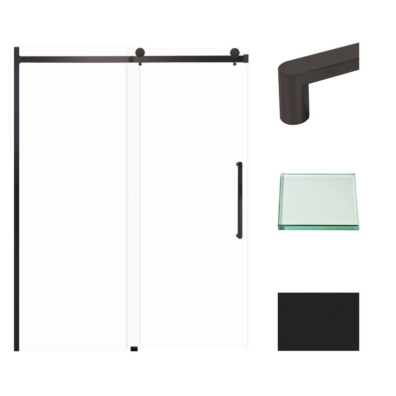Transolid MBDT607608C-R 76" High x 60" Wide Bypass Frameless Shower - Matte Black