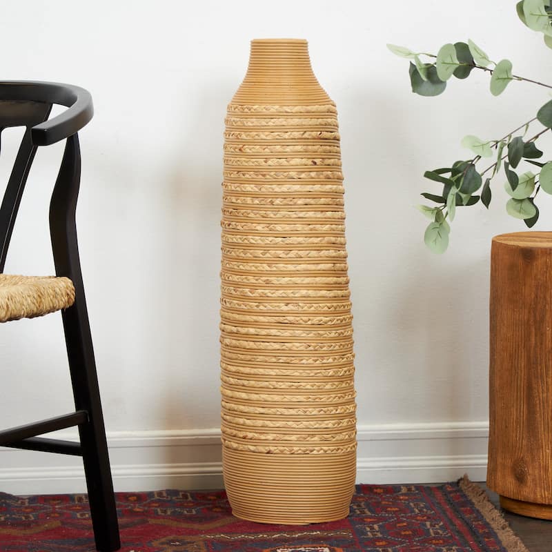 Artisan Crafted Light Brown Seagrass Vase - Light Brown - 9"W, 32"H