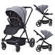 preview thumbnail 15 of 26, Foldable Baby Stroller,High Landscape Stroller for Toddlers, Convertible Infant Pram - N/A Grey