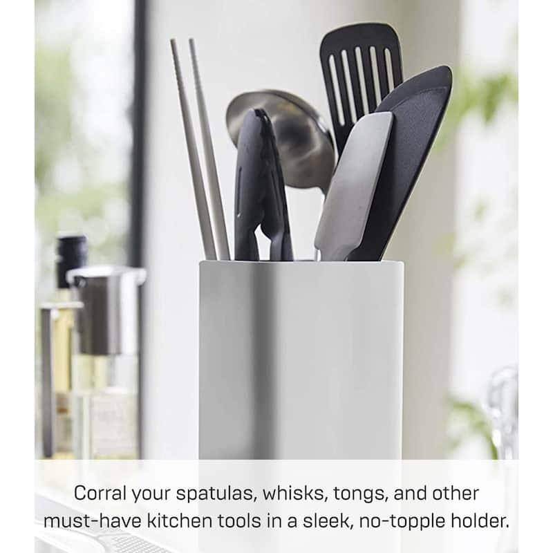 Yamazaki Home Kitchen Utensil Organizer, Steel - L 3.74 x W 3.74 x H 7.09 inches