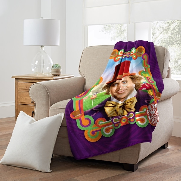 Warner Brothers Willy Wonka Wonderful Wonka Micro Raschel Throw