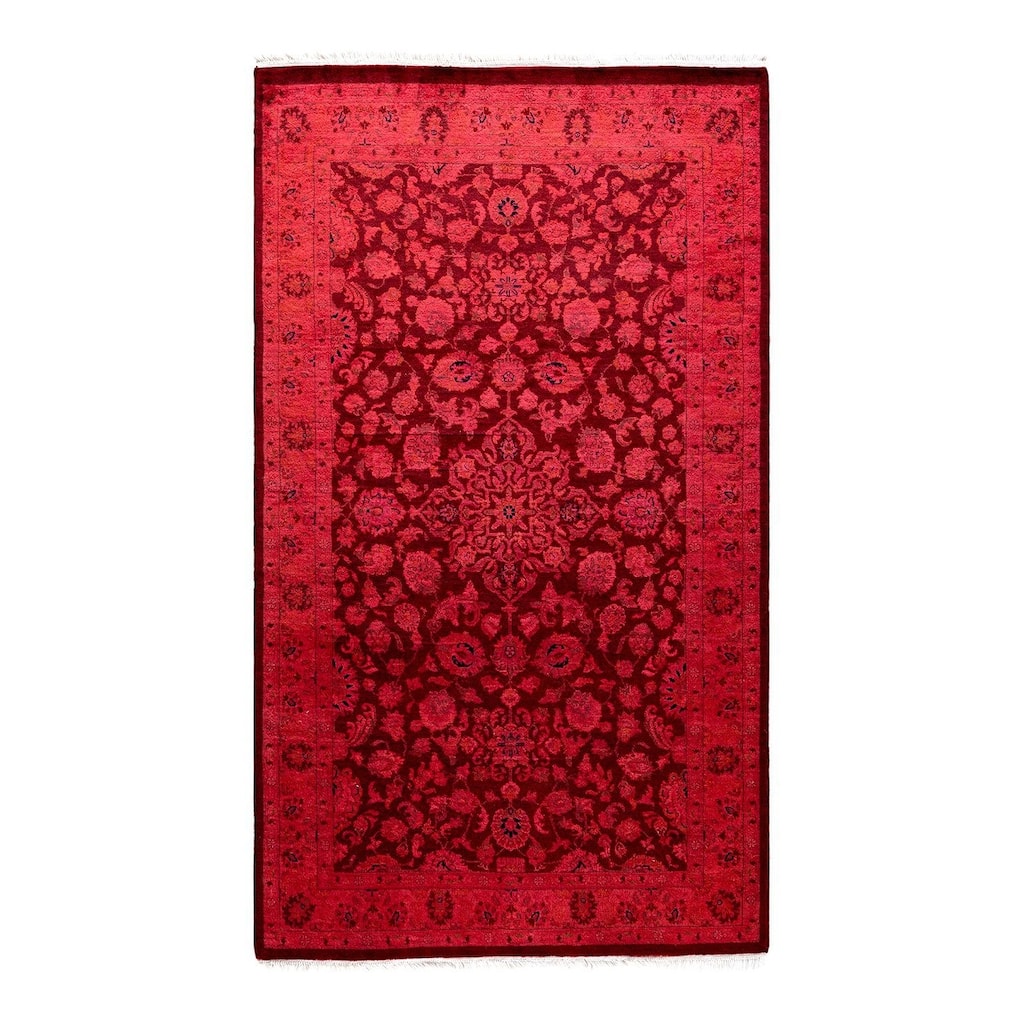 Overton Hand Knotted Wool Vintage Inspired Modern Contemporary Overdyed Red Area Rug - 3' 1" x 5' 4"