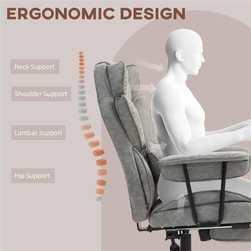 Comfortable Adjustable Height Office Chair with Vibration Massage and Heating Lumbar Support Footrest