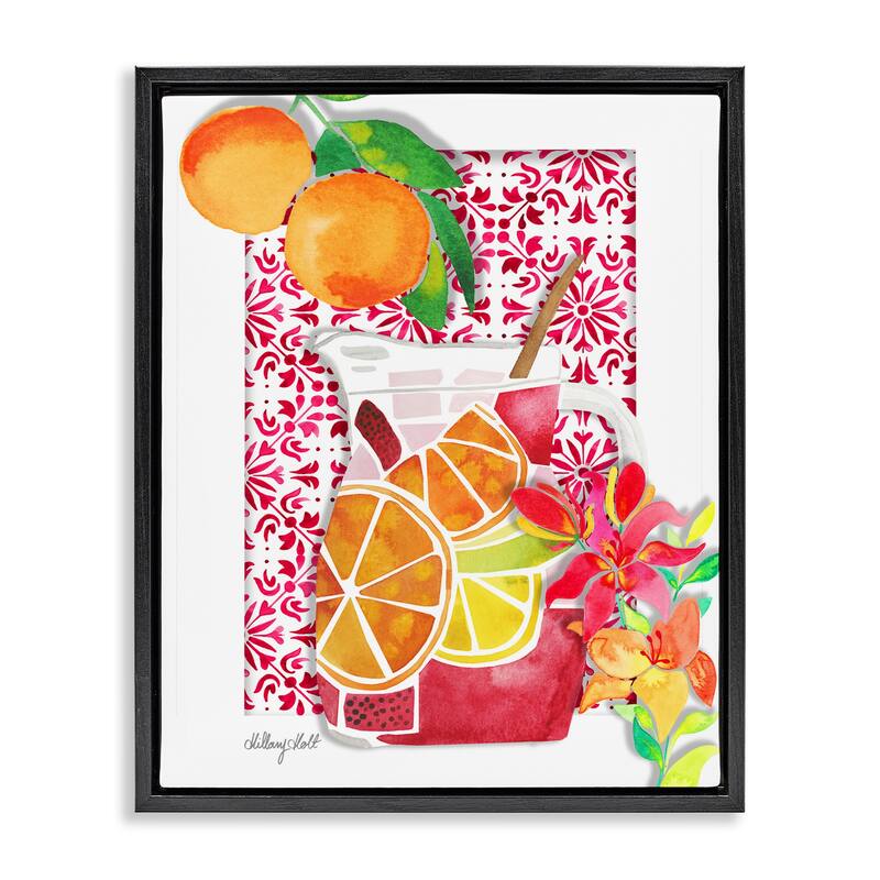 Stupell Mediterranean Sangria Drink Framed Floater Canvas Wall Art Design By Hillary Holt - 17 x 21 - Black
