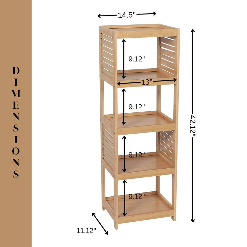 Open-Shelf Storage Unit with Vented Design, Natural - Trinidad Collection - 14.7"L x 11.13"W x 32.12"H