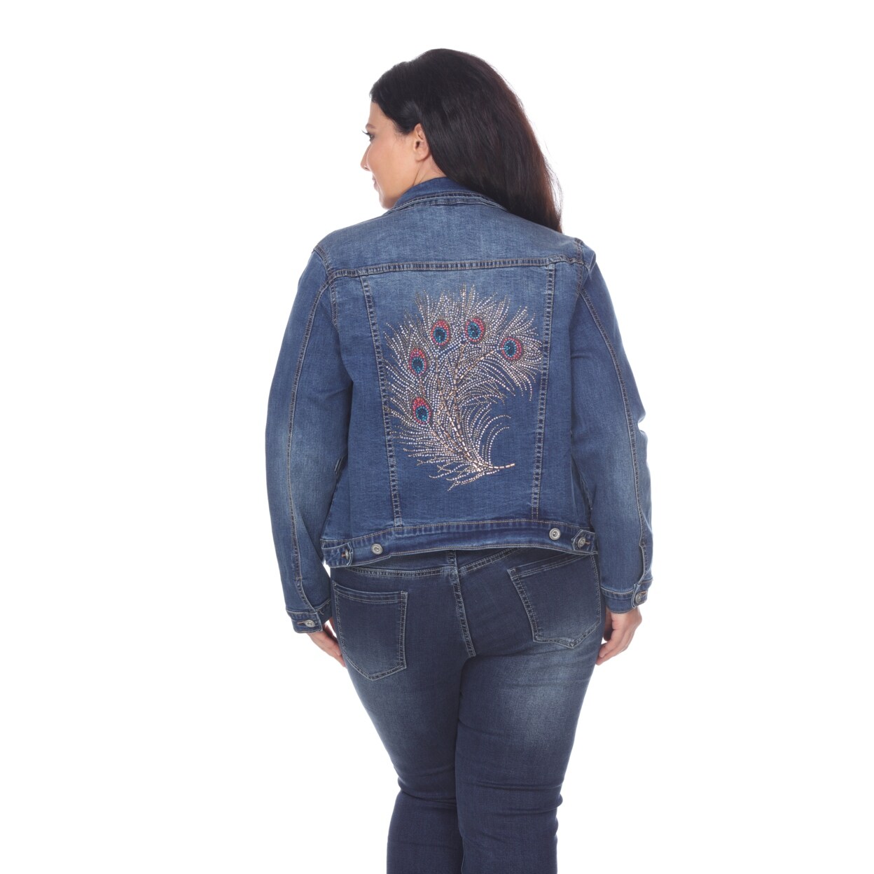 plus size embellished denim jacket