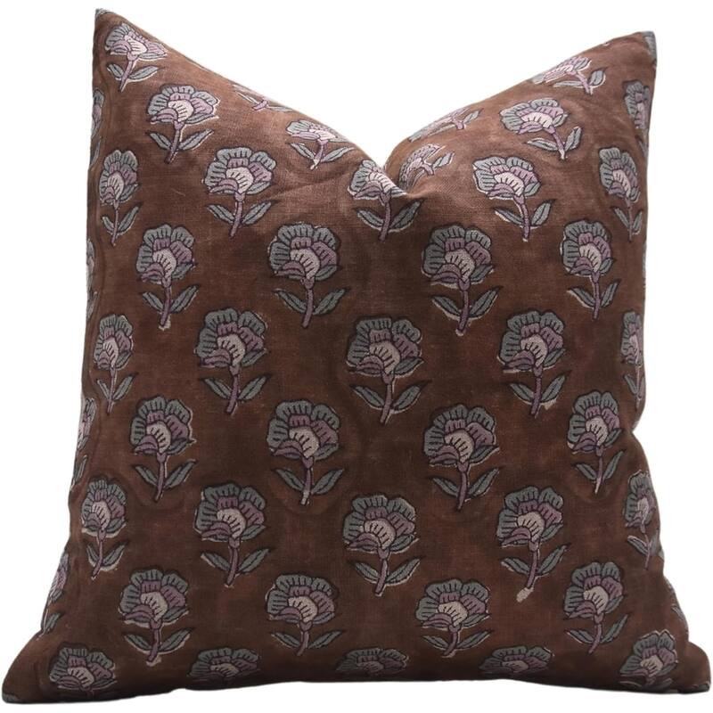Fabdivine Linen Square Block print pillow Cover - Pillow Covers - 20" x 20"