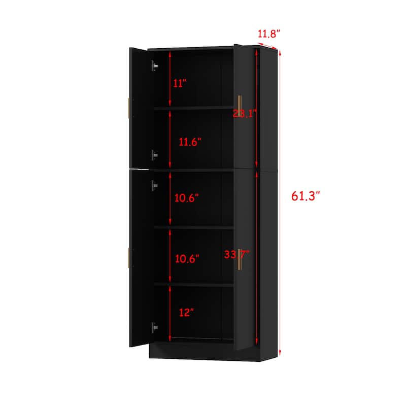 Kerrogee Tall Storage Cabinet with Doors Adjustable Shelves, White - 61.2"H