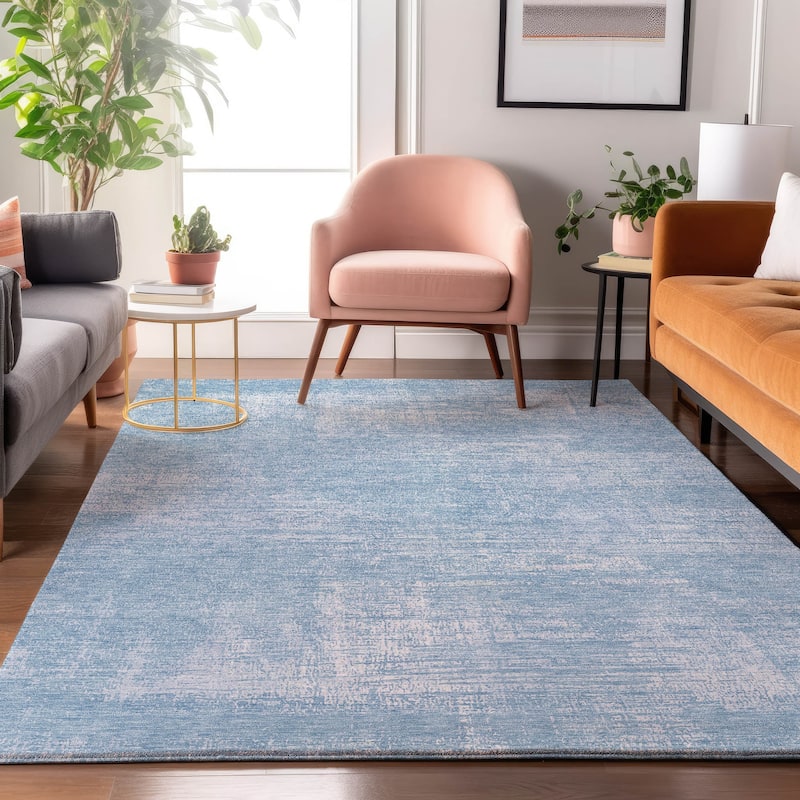 Premium Washable Super Soft Solid Chic Mayfield Rug - Blue - 10' x 14' - Rectangle