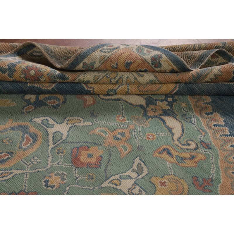 Hand Knotted Oriental 100% Wool Carpet Transitional Medallion Navy Blue & Blues Oushak Area Rug - 10' 1'' X 8' 3''