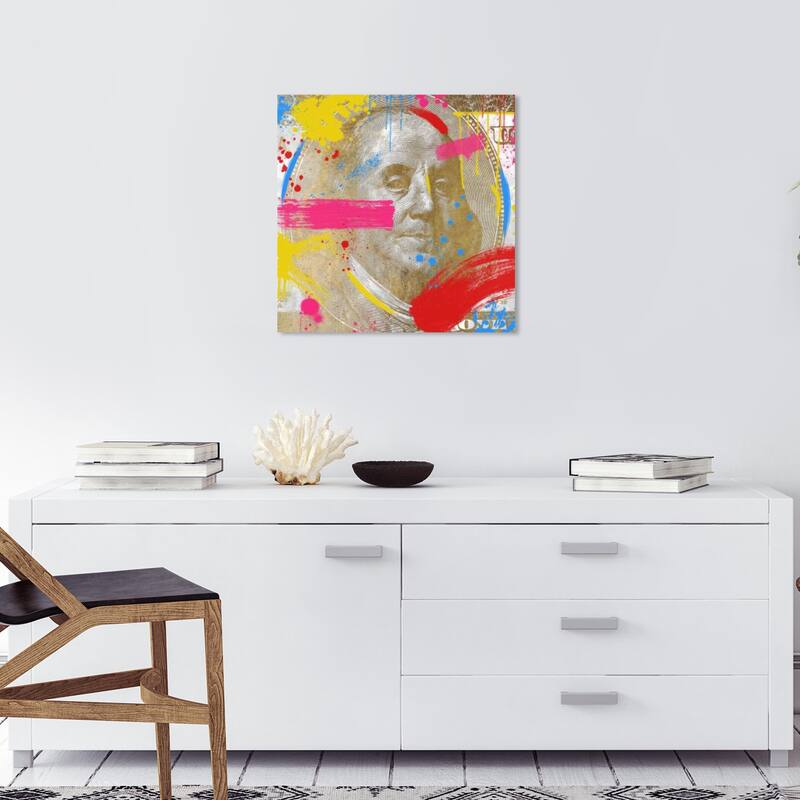 Wynwood Studio Abstract Money Techno Pop Yellow and Hot Pink Modern & Contemporary Wall Art Canvas Print - 20 x 20