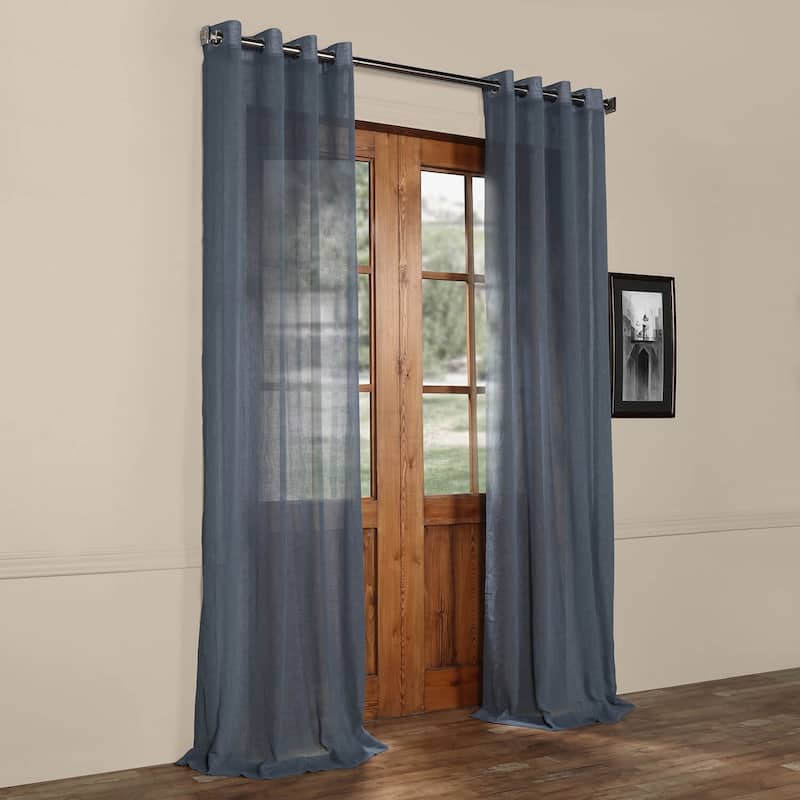 Exclusive Fabrics Grommet Solid Faux-linen Sheer Curtain (1 Panel)