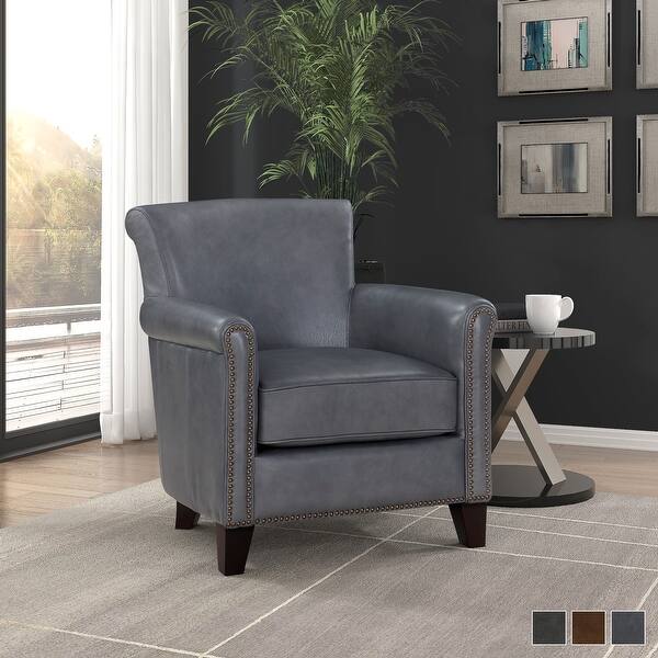 Raya Leather Upholstered Arm Accent Chair On Sale Bed Bath & Beyond