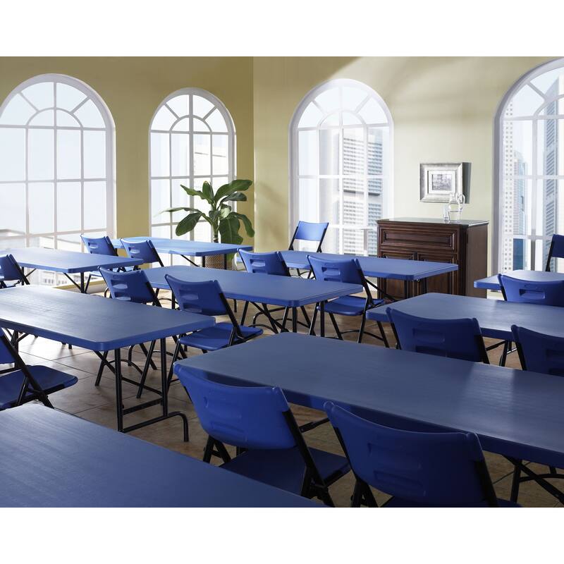 NPS Blow Molded Folding Chair and Table Set (4 chairs) - N/A - Blue