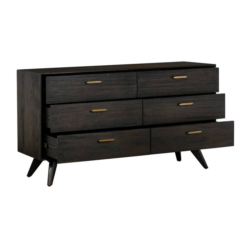 Baly Mid-Century Modern Acacia Wood 4 Piece Bedroom Set with Dresser and 2 Nightstands