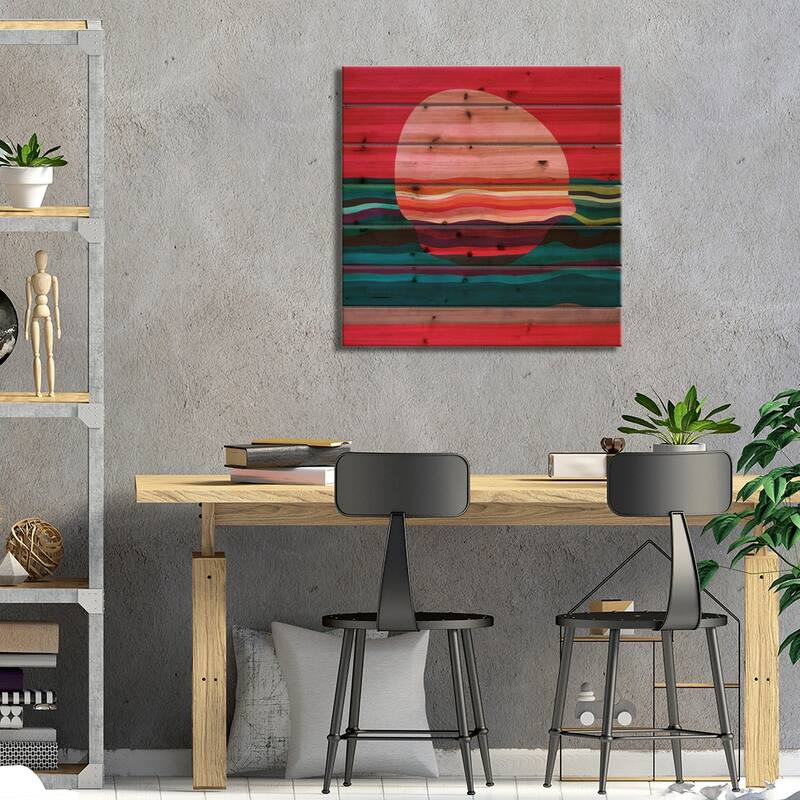 Pink Liquid Sun Print On Wood by Ana Rut Bré - Multi-Color
