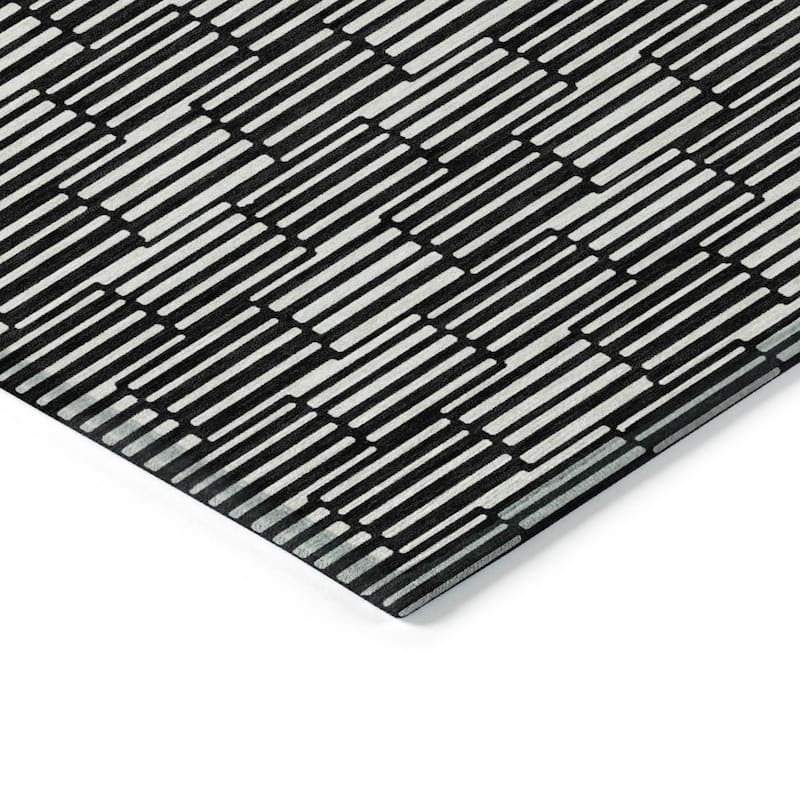 Machine Washable Indoor/ Outdoor Chantille Stripe Blocks Rug