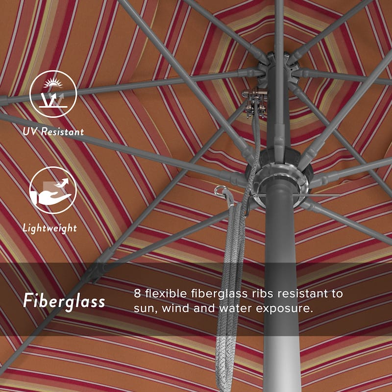 California Umbrella 11' Venture Series Patio Umbrella, Silver Aluminum Pole Fiberglass Ribs Pulley Lift Sunbrella