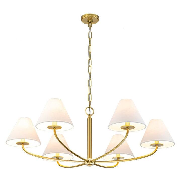 Mid-century 6-Light Tapered Linen Shade Chandelier