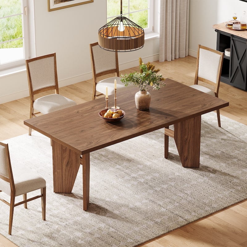 63" Dining Table for 4-6, Farmhouse Rectangular Kitchen Table - N/A