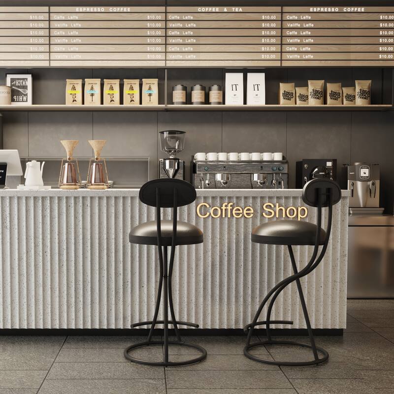 Round Bar Stool Armless Velvet Barstools with Back Set of 2 Upholstered Counter Chair for Dining Room, Kitchen Island