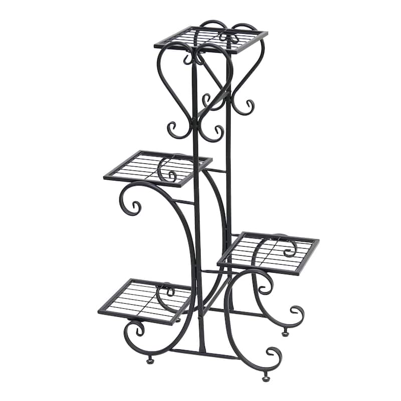 Metal Plant Stand Indoor Outdoor Flower Pot Organizer 4 Tier