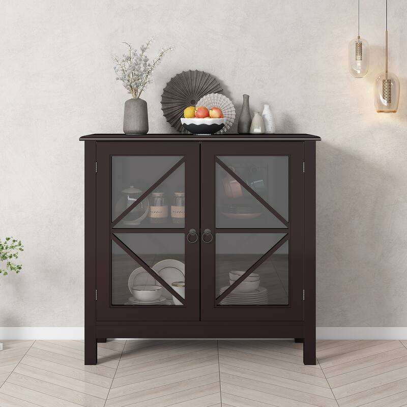 Kitchen cabinet with double glass doors