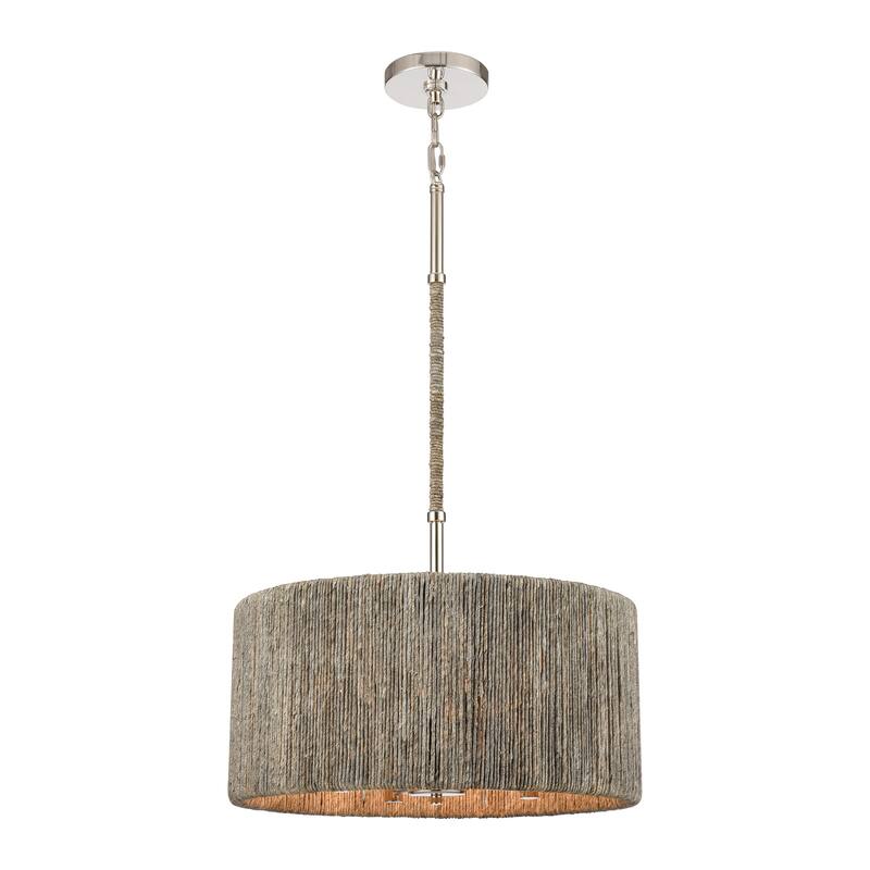 Elk Home Abaca Polished Nickel With Rope Shade 4 Light Chandelier