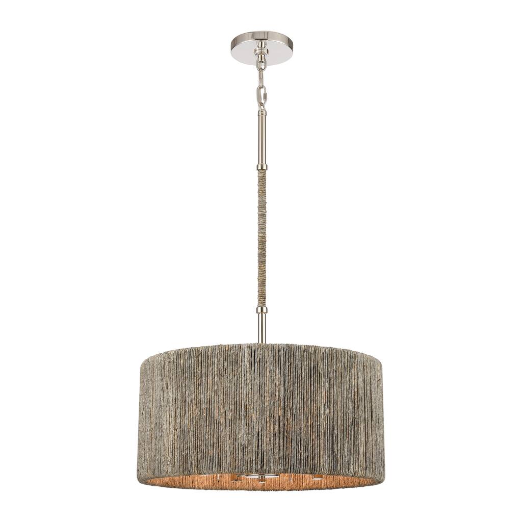 Elk Home Abaca Polished Nickel With Rope Shade 4 Light Chandelier