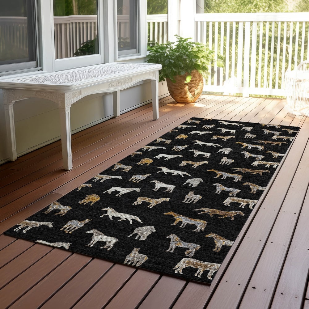 Machine Washable Indoor/ Outdoor Horses Chantille Rug