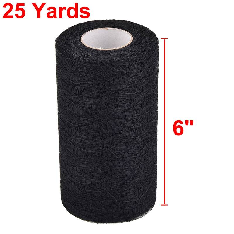 Wedding Party Lace Banquet Hall DIY Decor Tulle Spool Roll 6" x 25 YD - Black