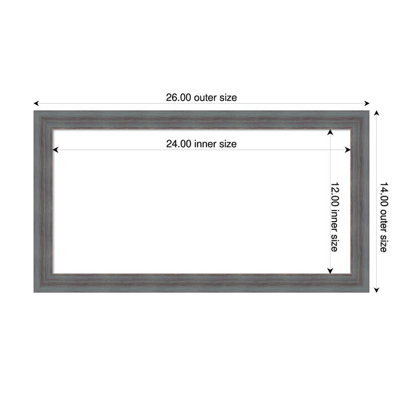 Amanti Art Dixie Blue Grey Rustic Framed Dry Erase Magnetic Board - 26 x 14 in