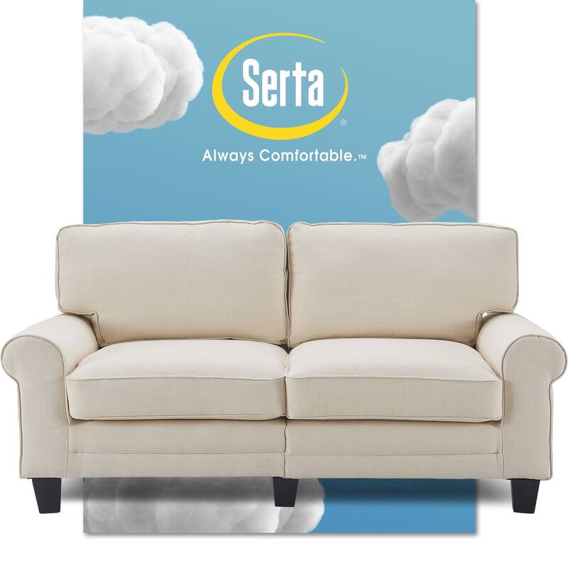 Serta Copenhagen 73" Sofa Couch for Two People, Pillowed Back Cushions and Rounded Arms, Durable Modern Upholstered Fabric - Buttercream
