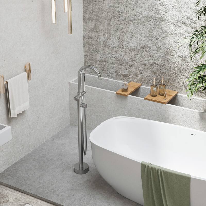 Modland 46'' Outdoor Shower System 316 Stainless Steel Thermostatic Freestanding Poolside Faucet with Swivel Spout - 46'' H