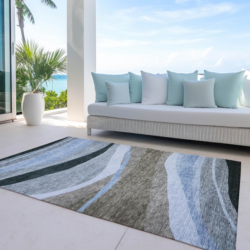Machine Washable Indoor/ Outdoor Contemporary Deco Chantille Rug