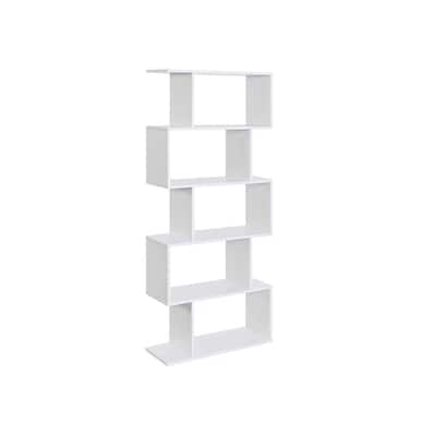Brown Wooden 5-Tier Bookcase with Durable Shelves for Home and Office Storage - 9.4”D x 27.6”W x 62.6”H