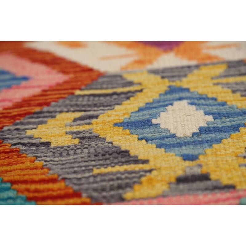 Reversible Kilim Oriental Area Rug Flatweave Southwestern Wool Carpet - 8'1" x 9'7"