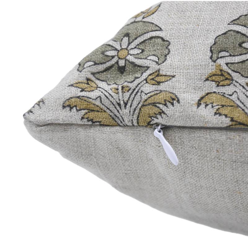 Linen Farmhouse Block print pillow Cover - Mormukut