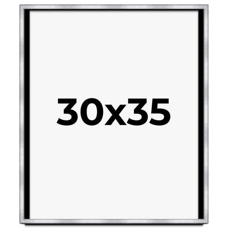 30x35 Shadow Box Frame Silver | 1.375 Inches Deep Real Wood