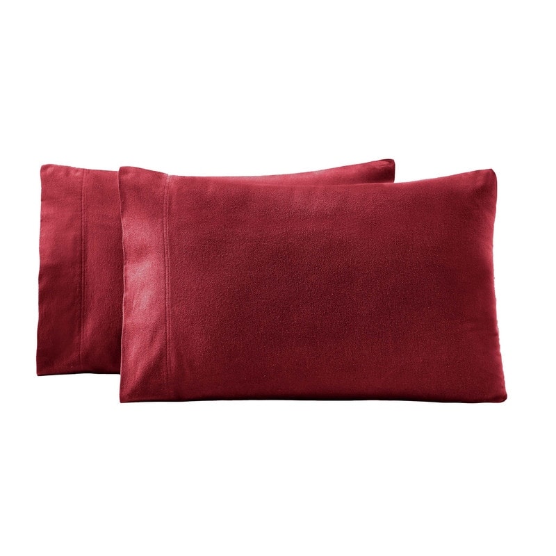 Superior Solid Flannel Cotton Fuzzy Pillowcases, Set of 2