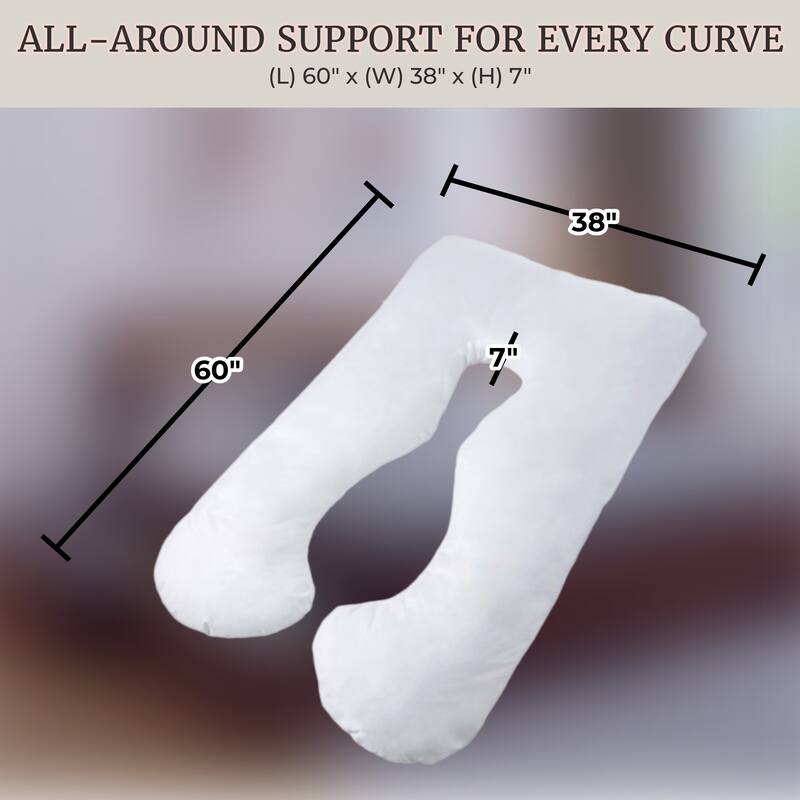 Lavish Home Pregnancy Pillow - U-Shaped Full Body Pillow for Pregnant Women with Removable Cover (White)