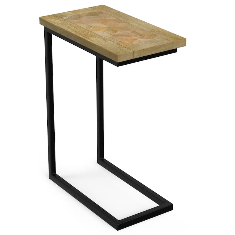 Simpli Home Skyler MANGO WOOD & Metal 18" Wide Industrial C Side Table in Natural, Fully Assembled - 18 inch Wide 