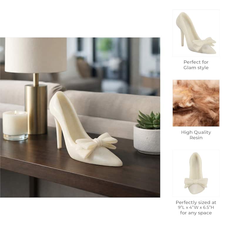 Modern Resin High Heel Sculpture - 9", White - 8.75"