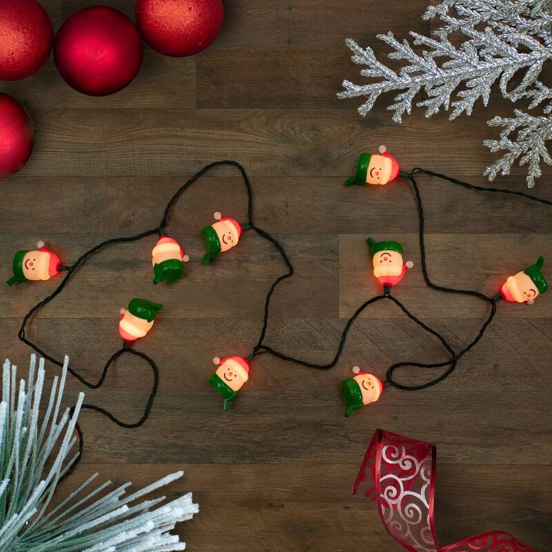 10 Count Snowman Heads Scarves Christmas Light Set, 7.5ft Green Wire