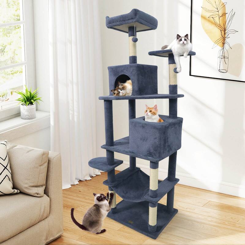 Costway 70” Cat Tree for Indoor Cats with Padded Top Perch, Dual - See Details